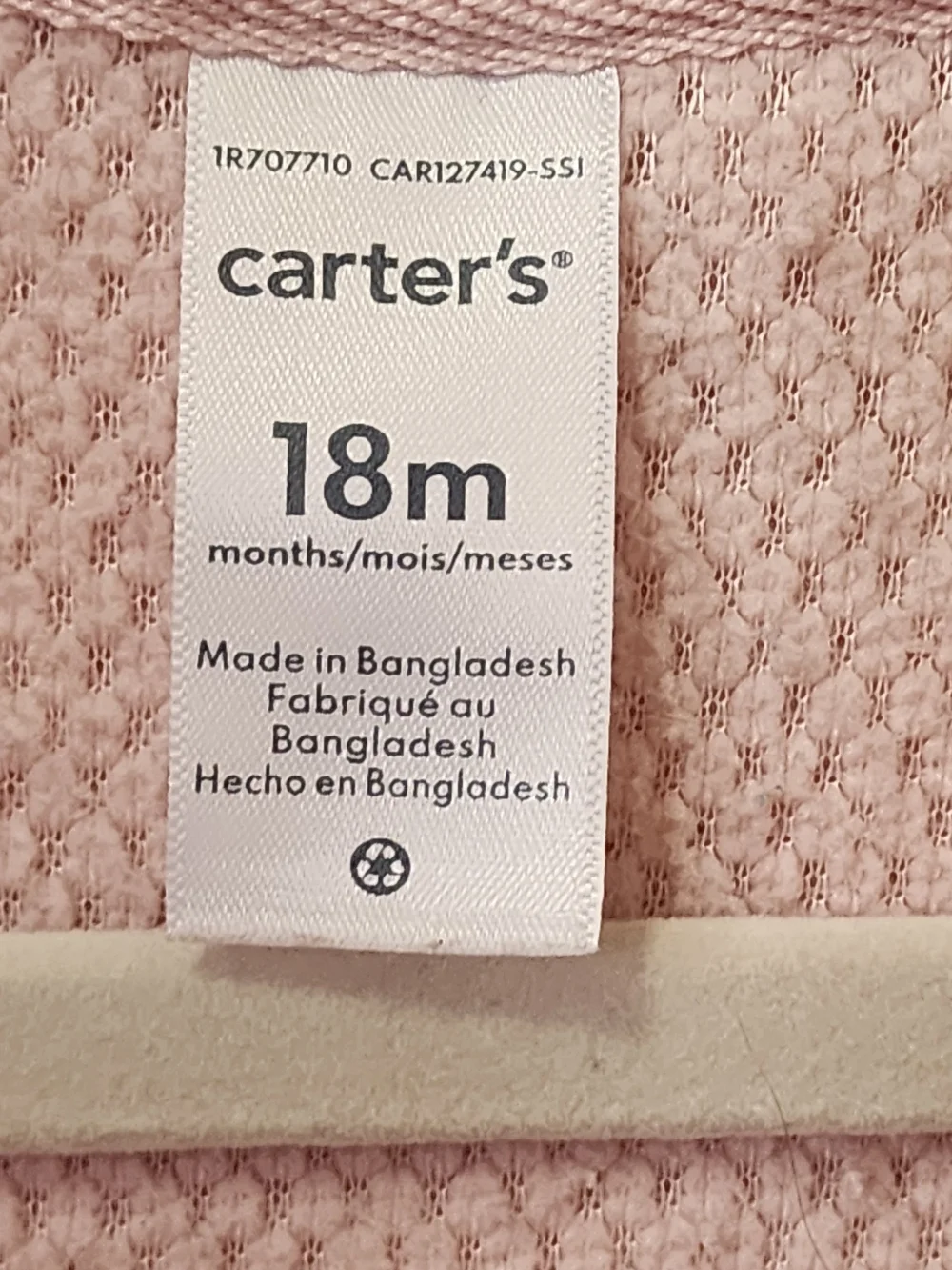 Carter's 18M Light Pink Sherpa One-Piece Footie Pajamas